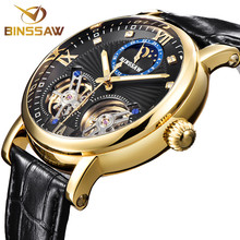 Binssaw-relógio de pulso masculino, mecânico, automático, de aço, luxuoso, marca, da moda, executivo, couro, esportivo 2024 - compre barato