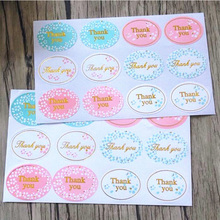 120 unids/lote de pegatinas de sello redondo Retro Kawaii hechas a mano "Thank you" para productos hechos a mano 2024 - compra barato