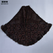 QIUSIDUN Knitted Mink Shawl The Winter Woman's Fur Cape Mink Shawls Coat Fashionable Russia Woman Warm. Semicircular Scarf Shawl 2024 - buy cheap