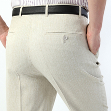 Men's Summer Linen Pants beige Straight Loose Formal trousers men Office essentials  Suit Pants Men Size 40 42 44 2024 - buy cheap