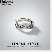 Uglyless 100% Real Solid 925 Sterling Silver Crown Finger Rings for Women Asymmetric Thai Silver Open Ring LOVE Gift Fine Jewel 2024 - compre barato