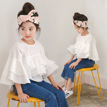 Fashion Girl Blouses Autumn New Children Clothing Flare Sleeve Solid Blouses Shirts for Baby Girls Lovely Temperament Girl Tops 2024 - buy cheap