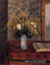 Canvas Art Reproduction Vase of Flowers, Tulips and Garnets Camille Pissarro Paintings for sale hand-painted High quality 2024 - buy cheap