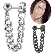 2 Pieces Stainless Steel Earring Long Tassels Stud Earring Ball Ear Stud Straight Bar Ear Clip Men boy girl Rock Cosplay Jewelry 2024 - buy cheap