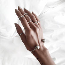6 шт./компл. модное регулируемое Открытое кольцо-браслет с бусинами, женское индивидуальное очаровательное кольцо 001 2024 - купить недорого