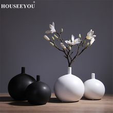 Nordic Simple Black White Ceramic Hydroponic Flower Vase Round Table Flowerpot Flower Pot Home Office Hotel Decoration Ornaments 2024 - buy cheap