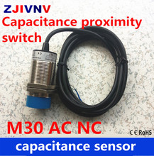 High quality AC 90-250v 2 wires NC M30 proximity capacitive sensor normally close switch distance 15mm metal case 5 pieces/lot 2024 - buy cheap