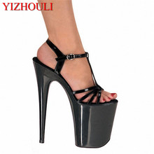 Fashion 8 inch platform black tee with 20 cm high heels sexy nightclubs high heels sandals women's toes sandals 2024 - buy cheap