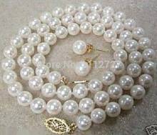 Ювелирные наборы 8 мм белые Akoya Sea As Seashell жемчужные цепочки и ожерелья серьги AAA + бусины ювелирные изделия натуральный камень оптовая продажа 2024 - купить недорого
