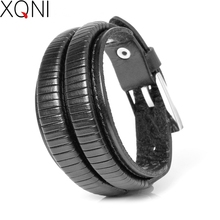 New Fashion Brand Genuine Leather Bracelets For Men Famous Knight Courage Stainless Steel Bandage Charm Bracelets Bangles 2024 - buy cheap