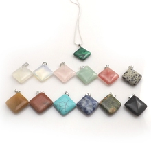 Mixed Lot Natural Stone Square Shape Pendant Silver Color Chain Necklaces For Women 12pcs/lot 2024 - buy cheap