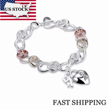 US STOCK 5% Off Uloveido Silver Bracelets for Women Girls Charms Crystal Stone Bracelet Pulseras Mujer Braccialett Bijoux H233 2024 - buy cheap