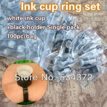100 PCS/bag  Permanent Makeup Disposable Finger Ring Ink Cups With Sponge 2024 - buy cheap