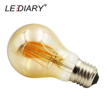 LEDIARY Retro LED Filament Bulb A60 Golden E27 110-240V 8LED Bar Amber Glass For Pendant Wall Lamp No Flicker Warm White 2700K 2024 - buy cheap