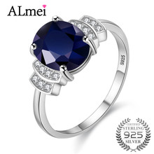 Almei-anillos de compromiso de boda de espinela azul oscuro, 2.5ct, 925 Plata de ley, anillo llamativo, joyería con caja 20% CJ008 2024 - compra barato
