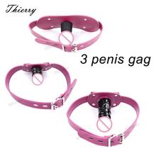 Thierry PU Leather Fetish  Penis Gag for Sexual Bondage, Roleplay and Adult Game for Couples, Dildo Gag Sex Toys for Women Men 2024 - buy cheap