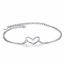 L&P Genuine Real 925 Silver Heart Bracelets & Bangles For Women Fashion Double Capa Box Chain Bracelet Polsera de moda 2024 - buy cheap