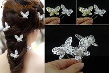 Feelgood 120pcs/lot  Silver Color Butterfly Crystal PearlHair Pins Wedding Bridal Hair Accessories Whoesale Metal Hair Clips 2024 - buy cheap