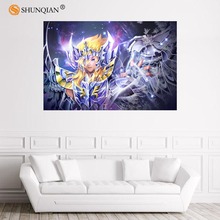 Nice saint seiya poster personalizado em cetim, poster de parede com tecido de pano impresso, poster de tecido de seda impresso 2024 - compre barato