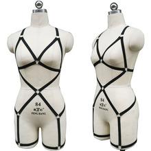 Women's black Body Bondage Lingerie Belt Sexy Open Chest Cage Bra Harness Lingerie Body Harness Set 2024 - buy cheap