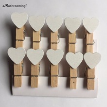 Mini Wooden White Heart Shape Pegs for Gift Packaging Wedding Favours Handmade Goods - Set of 10 2024 - buy cheap