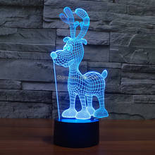 Night light 3d cute cartoon elk shape USB LED 7 colors magic night light as Christmas gift or furniture decoration 2024 - buy cheap