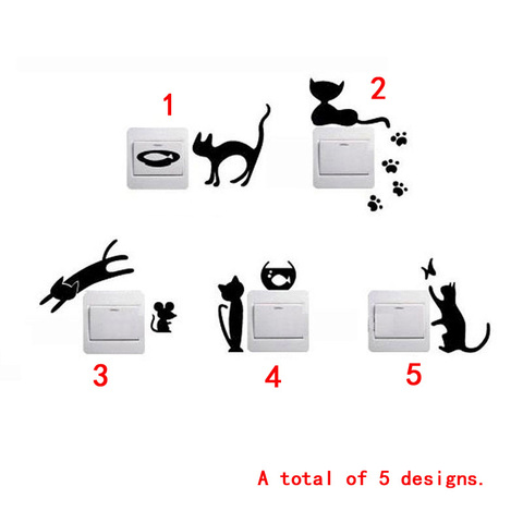 ILOKY Новый 3d наклейки для видов номеров мультфильм Черный кот дома стикер домашнего декора гостиной наклейки для украшения 2022 - купить недорого