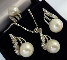 Jewelry 001483 Charming white pearl pendant necklace earring ring set 2024 - buy cheap