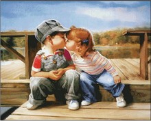 Embroidery Package Hot Sell Best Quality  Cross Stitch Kits First Kiss Little Boy and Girl Free Shipping 2024 - buy cheap