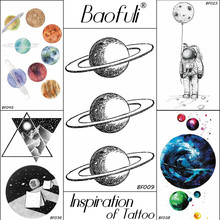 BAOFULI Men Women DIY Galaxy Temporary Tattoo Waterproof Pencil Sketch Fake Tattoo Body Arm Neck Art Planet Moon Tatoos Stickers 2024 - buy cheap
