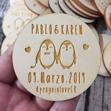 Personalized Penguin Save The Date Magnet,Wood Wedding Place Cards, Wedding birthday baby bridal shower party favors gifts 2024 - buy cheap