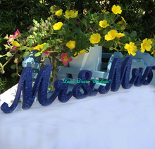 navy blue Mr & Mrs Glitter Sign- Wedding decoration- Mr and Mrs signs for sweetheart table 2024 - buy cheap