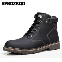 Lace Up British Style Round Toe Shoes Short Autumn Ankle Military Army Chunky Combat Runway Winter Men Boots With Fur Big Size 2024 - buy cheap