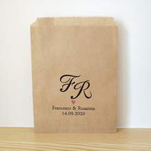 Custom Couple Name and Date Wedding Favor Bags,Rustic Engagement Party Candy Buffet Printed Paper Bags  Cookie Treat Bag 2024 - buy cheap