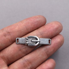 7pcs Tibetan Silver Plated Belt Charms for pendant necklace DIY 40*12*3.5mm 2024 - buy cheap