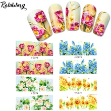 Rolabling flores série unhas água adesivo decalque arte manicure envolve acessórios adesivos para unhas manicure flores sliders 2024 - compre barato