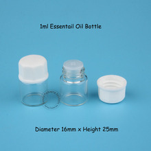 Mini botella de vidrio para aceite esencial con tapa blanca, bote pequeño de prueba de muestra, embalaje rellenable de 1cc, promoción, 1ml, 100 unids/lote 2024 - compra barato