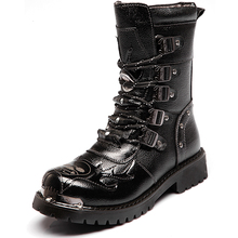 Botas martin de motocicleta masculina, moda primavera/outono, estilo britânico, gótico, sapatos pretos quentes e grossos, tamanho grande 38-44, 2021 2024 - compre barato