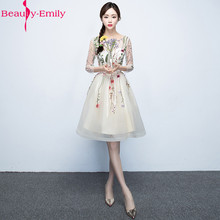 Beauty Emily, Новое поступление, вечернее платье, элегантное, с круглым вырезом, три четверти, с вырезом, торжественное платье с аппликацией, платье для особых случаев 2024 - купить недорого