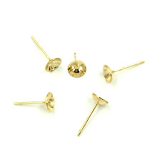 300Pcs Earring Posts With Stoppers Bowl Shape Metal Gold Plated Jewelry DIY Making Findings 14x6mm 2024 - buy cheap