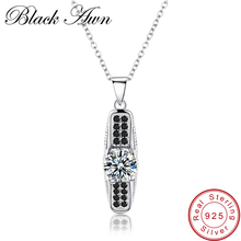 [BLACK AWN] Fine Genuine 100% 925 Sterling Silver Slide Necklace for Women Jewelry Classic Round Necklaces Pendants P110 2024 - buy cheap