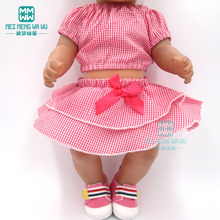 Roupa da boneca Modo karierten Conjunto de Rock para 43 cm novo bebê nascido boneca e boneca americana 2024 - compre barato