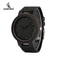 BOBO BIRD V-C27 Antique Black Sandalwood Wood Watch Mens Quartz-Watch with Black Leather Strap Montre Femme Marque De Luxe 2024 - buy cheap