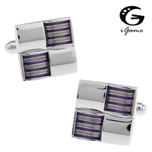 iGame Fashion Cufflinks Purple Color Square Enamel Design Copper Material Free Shipping 2024 - buy cheap