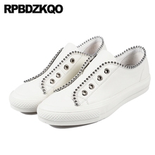 Flats Trainers Ladies Sneakers White Designer Shoes Women Luxury 2021 Stud Slip On Italian Black Rivet Round Toe China Size 34 2024 - buy cheap