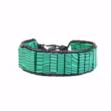 YGLINE Bohemia Bracelet Single Leather Wrap Bracelet Malachite Stone Beaded Cuff Bracelet  Drop shipping Fashion Jewelry 2024 - buy cheap