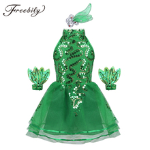 Детская Балетная одежда для сцены; зеленое платье принцессы с юбкой-пачкой; костюм для хора жасмина; детское современное танцевальное балетное платье 2024 - купить недорого