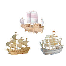 Chanycore Baby Learning Educational Wooden Toys 3D Puzzle Ancient Warships Sailboat Merchant Ship Boat Kids Gifts 4297 2024 - buy cheap