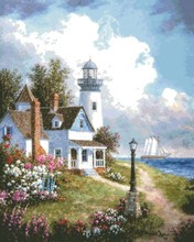 Needlework,Seaside Lighthouse Scenery embroidery,DIY 14CT Unprinted Cross stitch kits,Pattern counted Cross-Stitching decor 2024 - buy cheap