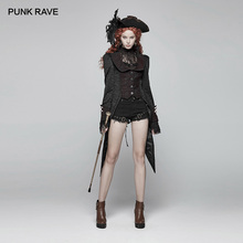 PUNK RAVE Womens Gothic Jackets Burgundy Red Jacquard Tailcoat Vintage Stage Performance Club Party Swallow Tail Women Coats 2024 - buy cheap